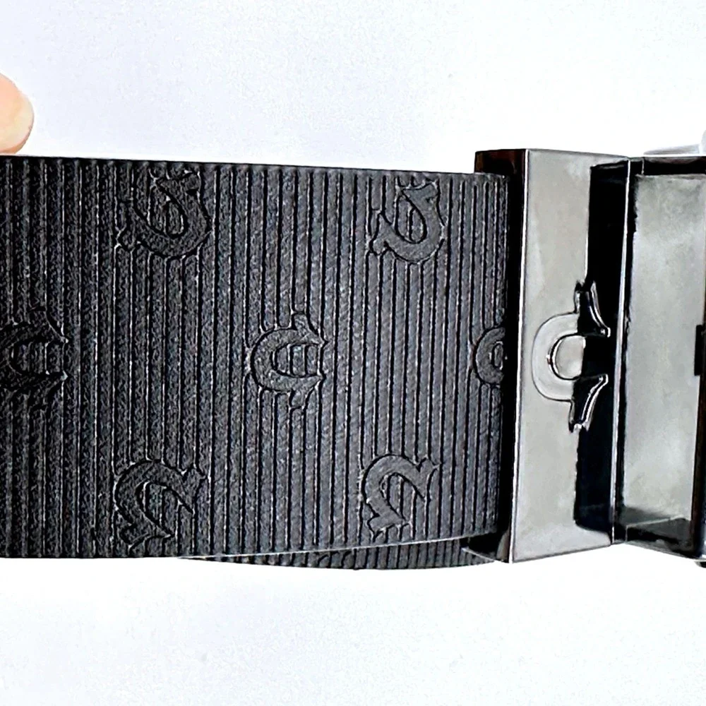 True Religion Mens Lumin II Reversible Belt Black Brown Embossed Logo Size 44
